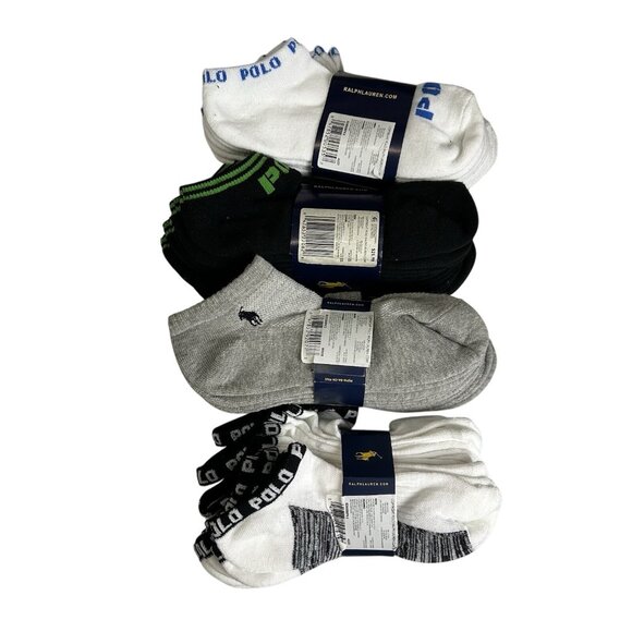 Lot Of 24 Polo Ralph Lauren 6-Pair Low Cut Socks Classic Sport Mens size 6-12.5